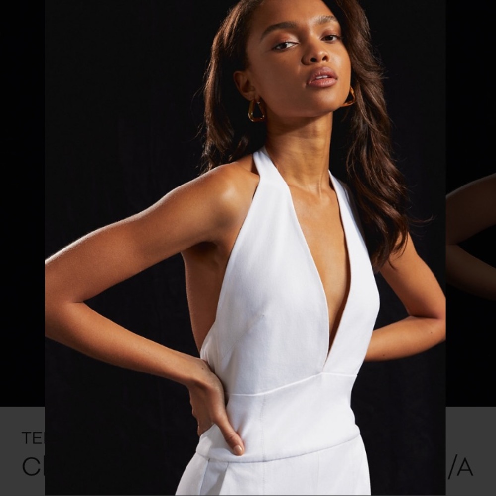 Aritzia White Halter Jumpsuit